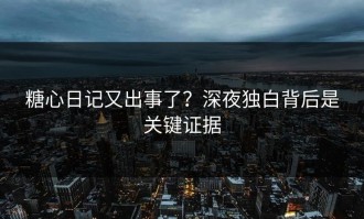 糖心日记又出事了？深夜独白背后是关键证据