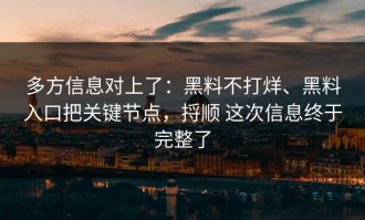 多方信息对上了：黑料不打烊、黑料入口把关键节点，捋顺 这次信息终于完整了