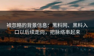 被忽略的背景信息：黑料网、黑料入口以后续走向，把脉络串起来