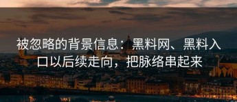 被忽略的背景信息：黑料网、黑料入口以后续走向，把脉络串起来