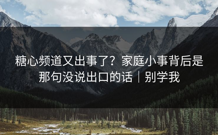 糖心频道又出事了?家庭小事背后是那句没说出口的话|别学我 糖心频道又出事了?家庭小事背后是那句没说出口的话|别学我
