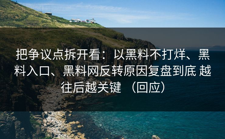 把争议点拆开看：以黑料不打烊、黑料入口、黑料网反转原因复盘到底 越往后越关键 （回应）